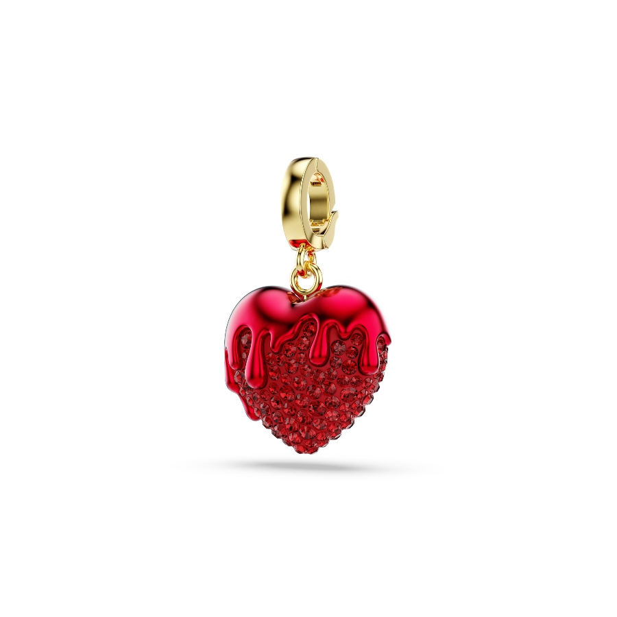 Charm, Круглая огранка, Сердце, красный, Покрытие оттенка золота Idyllia Swarovski 2