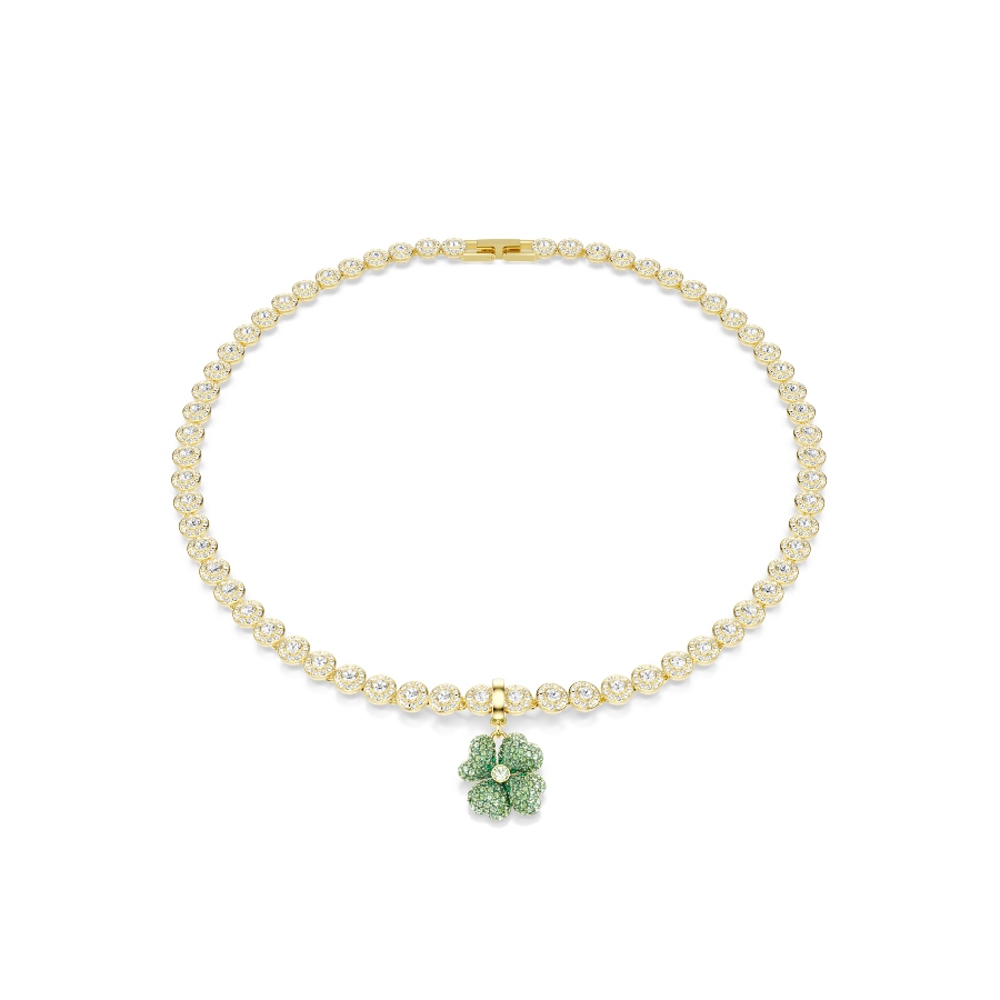 Charm, Клевер, зеленый, Покрытие оттенка золота Idyllia Swarovski 6