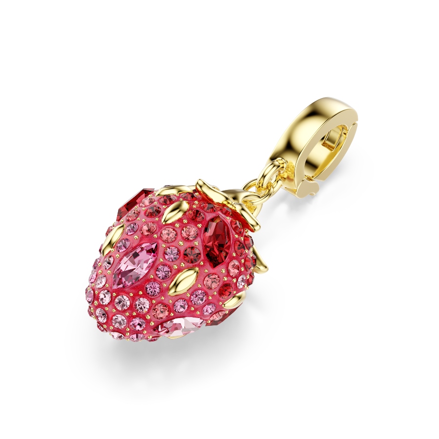 Charm, Разные огранки, красный, Покрытие оттенка золота Idyllia Swarovski 4