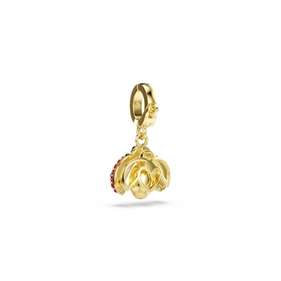 Charm, Разные огранки, Божья коровка, красный, Покрытие оттенка золота Idyllia Swarovski 5