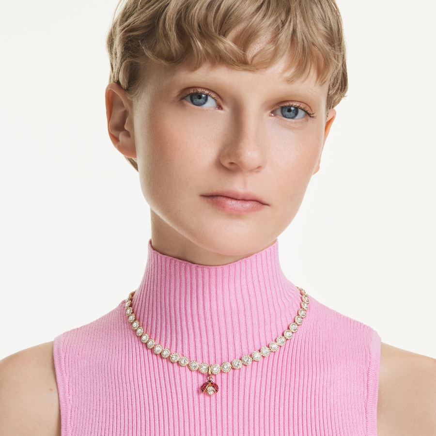 Charm, Разные огранки, Божья коровка, красный, Покрытие оттенка золота Idyllia Swarovski 7
