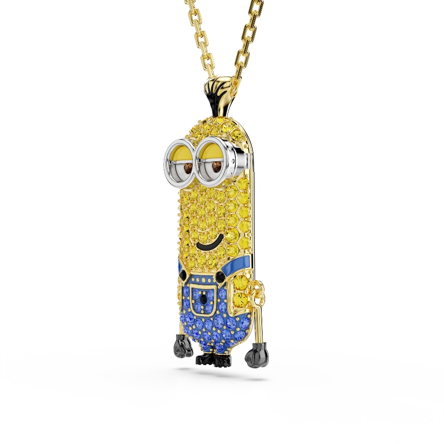 Minjons Kevin Kulons, Pavē kristāli, Daudzkrāsains kristāls, Zelta toņa parklājums Minions Swarovski 3