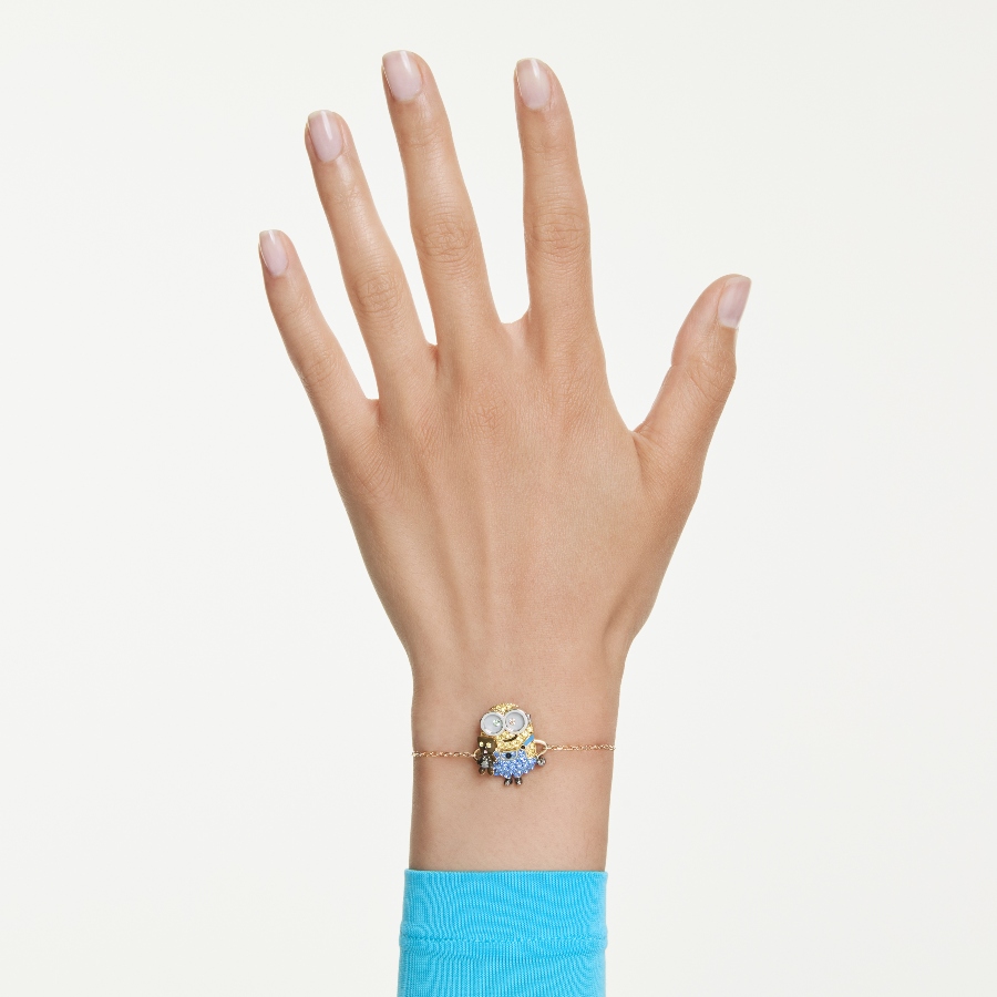 Minjons Bob Rokassprādze, Pavē kristāli, Daudzkrāsains kristāls, Zelta toņa parklājums Minions Swarovski 6