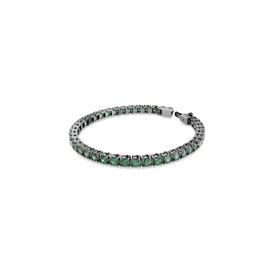 Bracelet, Round cut, Green, Ruthenium plated Matrix Swarovski 2