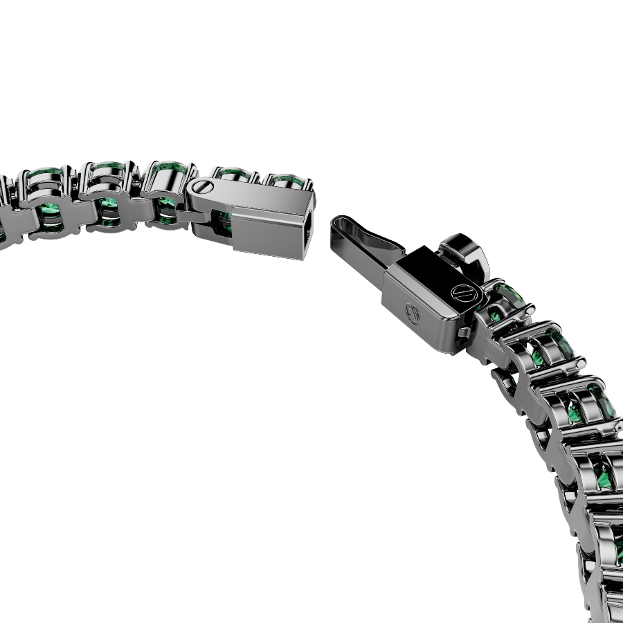 Bracelet, Round cut, Green, Ruthenium plated Matrix Swarovski 3