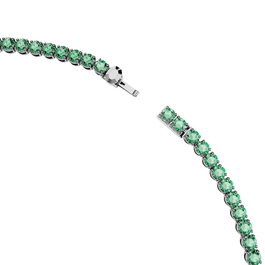 Necklace, Round cut, Green, Ruthenium plated Matrix Swarovski 3