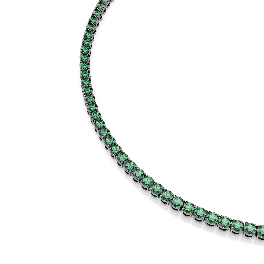 Necklace, Round cut, Green, Ruthenium plated Matrix Swarovski 4