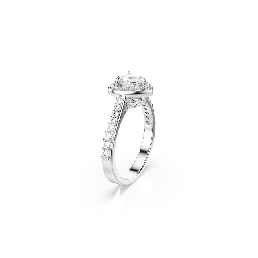 Кольцо с мотивом, Разные огранки, Сердце, Белое, Родиевое покрытие Una Swarovski 2