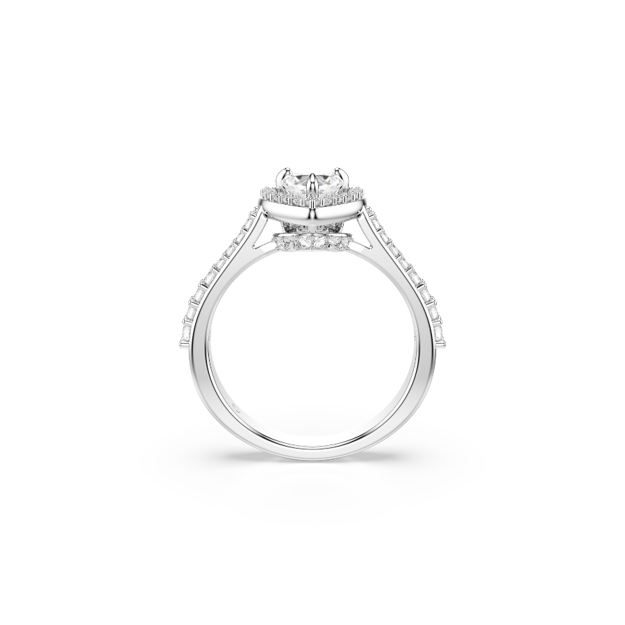 Кольцо с мотивом, Разные огранки, Сердце, Белое, Родиевое покрытие Una Swarovski 3