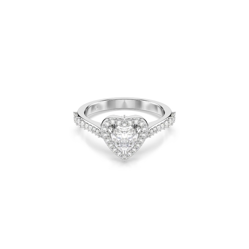 Motif ring, Mixed cuts, Heart, White, Rhodium plated Una Swarovski