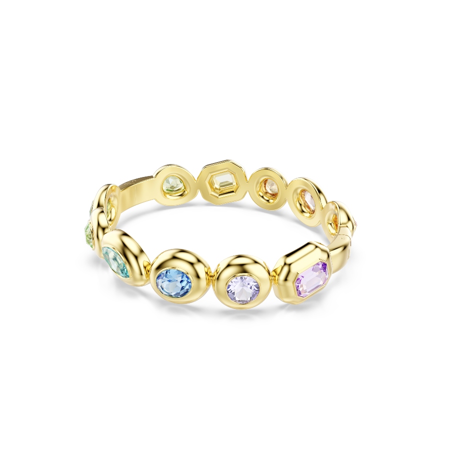Жёсткий браслет, Разные огранки, разноцветный, Покрытие оттенка золота Gema Swarovski 2
