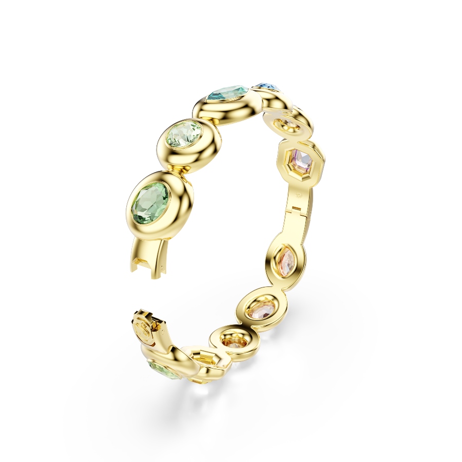 Жёсткий браслет, Разные огранки, разноцветный, Покрытие оттенка золота Gema Swarovski 3