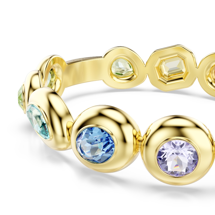 Жёсткий браслет, Разные огранки, разноцветный, Покрытие оттенка золота Gema Swarovski 4