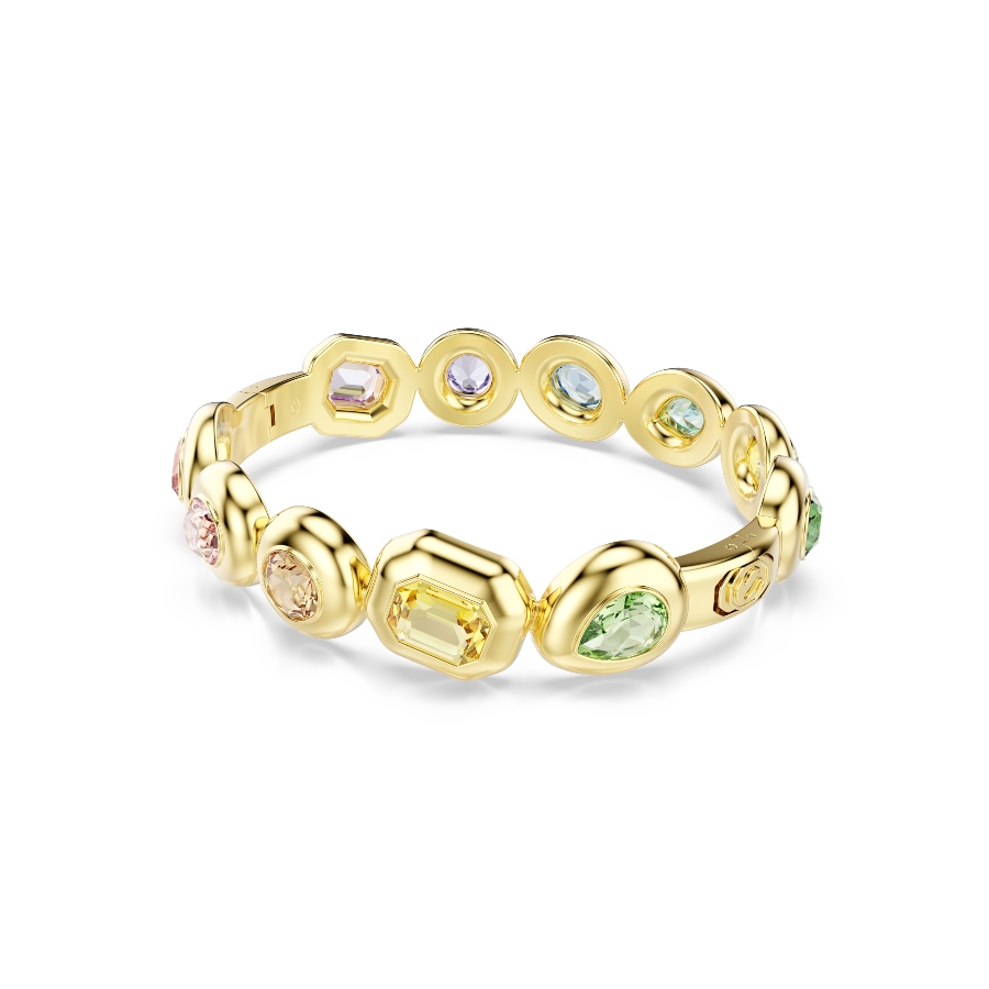 Жёсткий браслет, Разные огранки, разноцветный, Покрытие оттенка золота Gema Swarovski 5