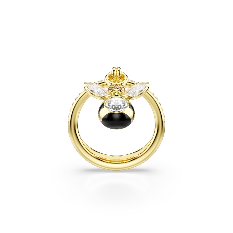 Motif ring, Mixed cuts, Bee, Multicolored, Gold-tone plated Idyllia Swarovski 4