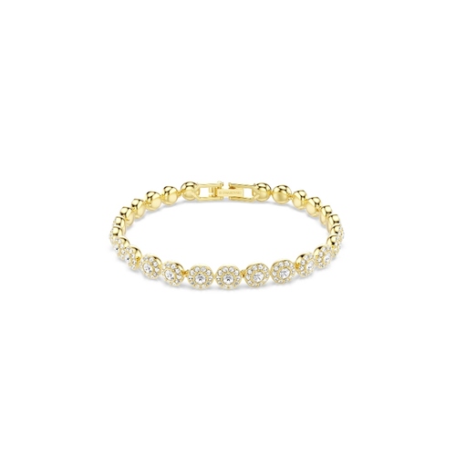 Bracelet, Round cut, White, Gold-tone plated Una Swarovski
