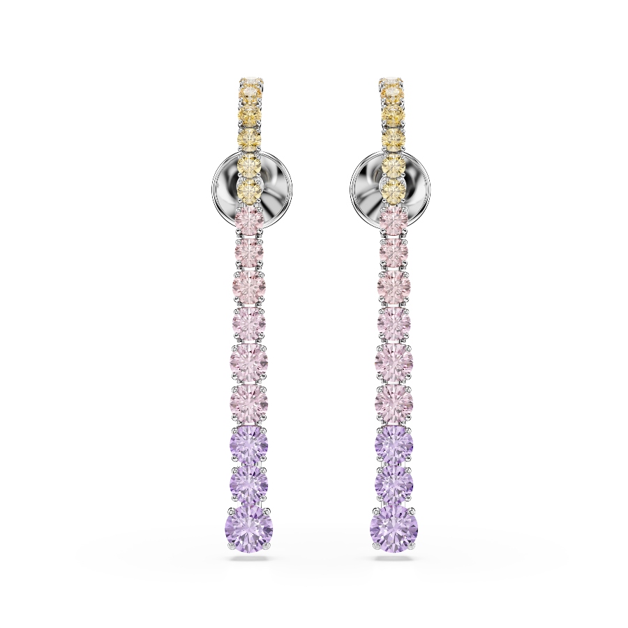 Серьги-подвески, разноцветные, Родиевое покрытие Matrix Swarovski 2