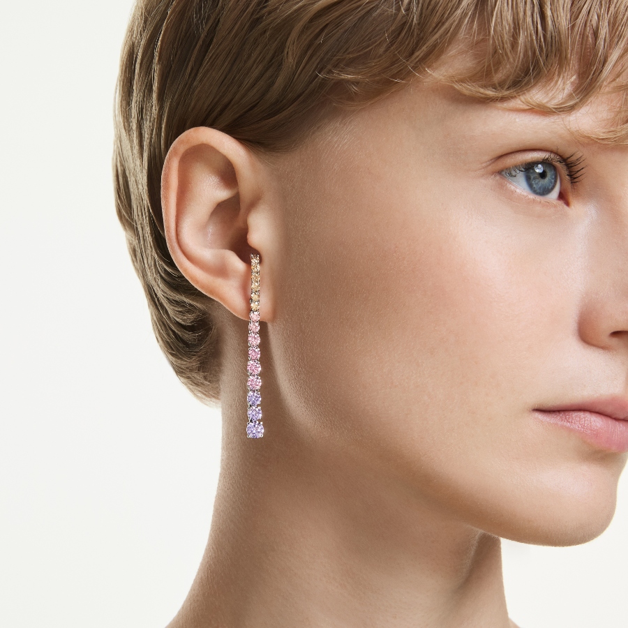 Серьги-подвески, разноцветные, Родиевое покрытие Matrix Swarovski 5