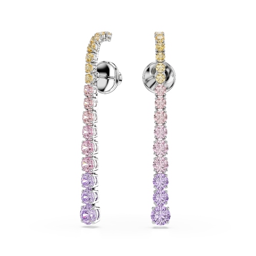 Drop earrings, Gradient of round cuts, Multicolored, Rhodium plated Matrix Swarovski