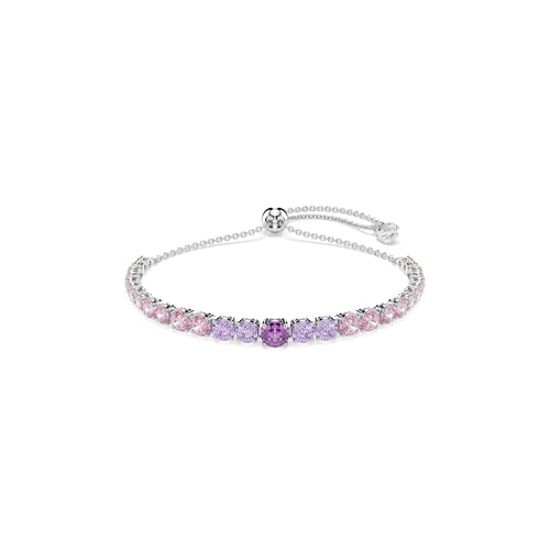 Bracelet, Gradient of round cuts, Multicolored, Rhodium plated Matrix Swarovski