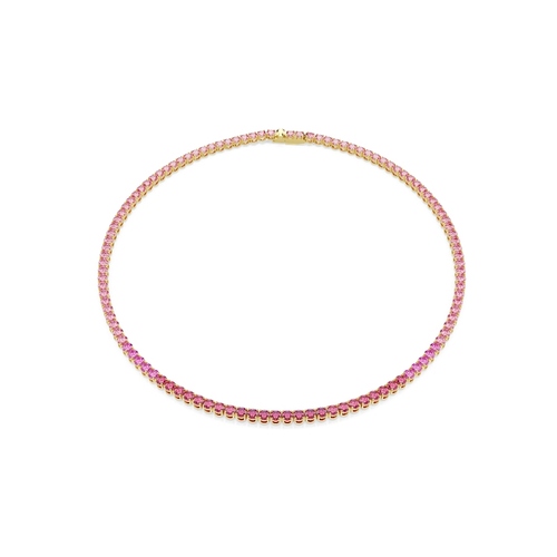 Necklace, Round cut, Pink, Gold-tone plated Matrix Swarovski
