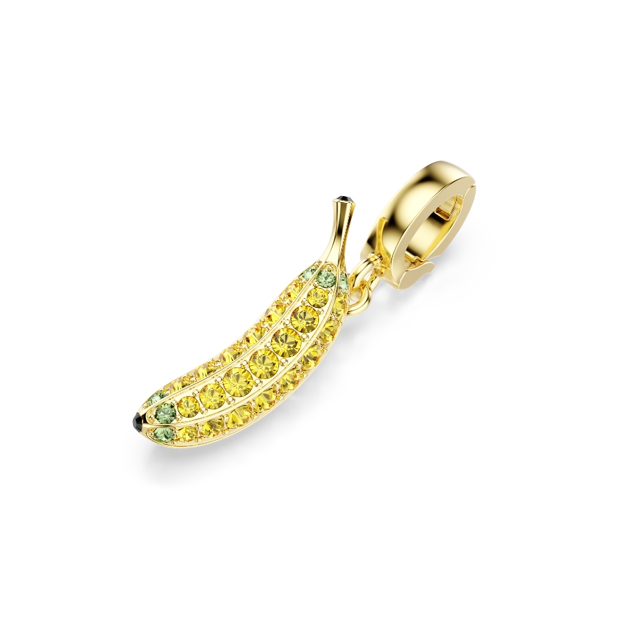 Banana charm, Pavé, Yellow, Gold-tone plated Minions Swarovski 4