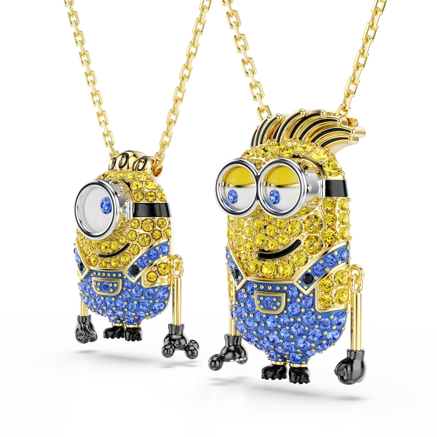 Комплект, Паве, разноцветный, Покрытие оттенка золота Minions Swarovski 4