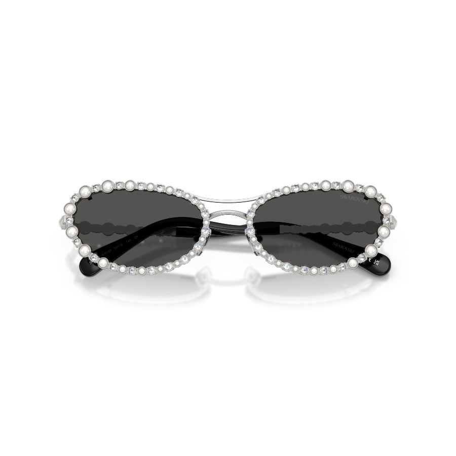 Saulesbrilles, Ovāla forma, 2 in 1 clip-on, SK7044, Sudraba toņa Matrix Swarovski 4