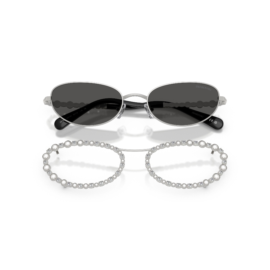 Saulesbrilles, Ovāla forma, 2 in 1 clip-on, SK7044, Sudraba toņa Matrix Swarovski 6