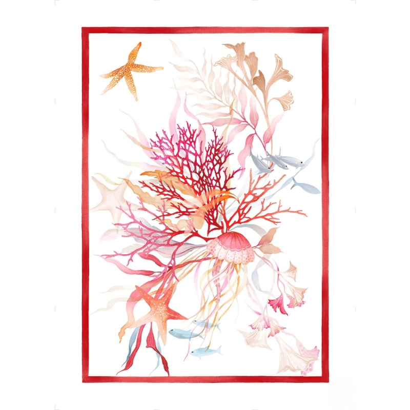 Ondiva Rosso, Virtuves dvielis, balts 50 x 70 cm TESSITURA TOSCANA