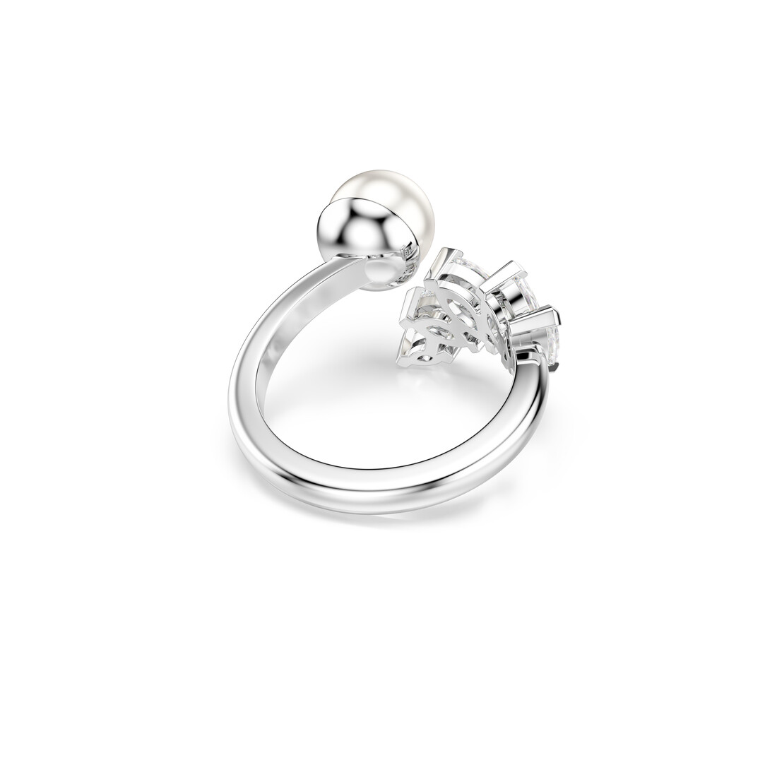Open ring, Crystal pearl, Marquise cut, White, Rhodium plated Mesmera Swarovski 4