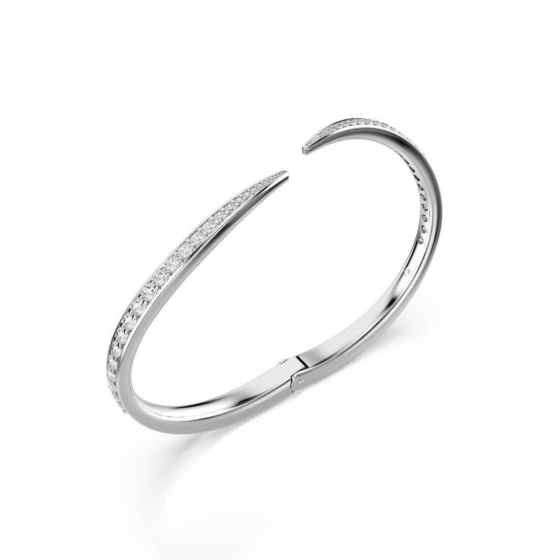 Bangle, Round cut, Swan, White, Rhodium plated Vienna Swarovski 3