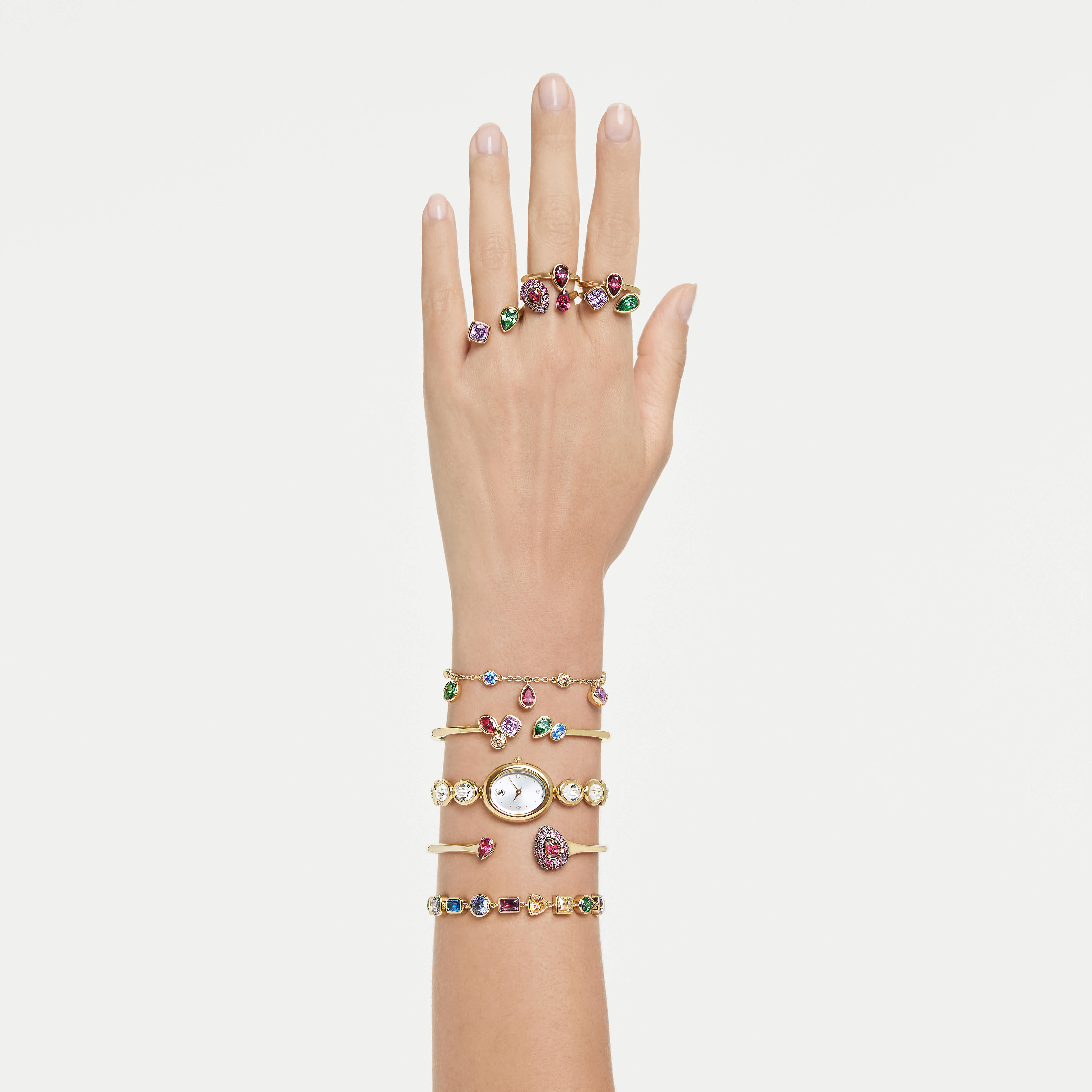Bangle, Mixed cuts, Multicolored, 18K gold finish Imber Swarovski 6
