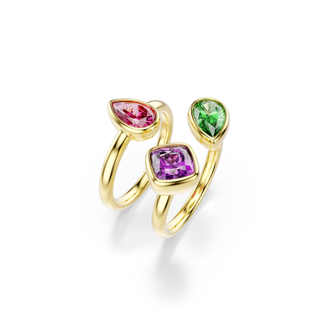 Cocktail ring, Set (2), Mixed cuts, Multicolored, 18K gold finish Imber Swarovski 2