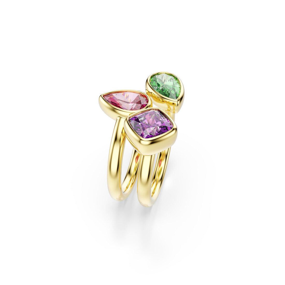 Cocktail ring, Set (2), Mixed cuts, Multicolored, 18K gold finish Imber Swarovski 3