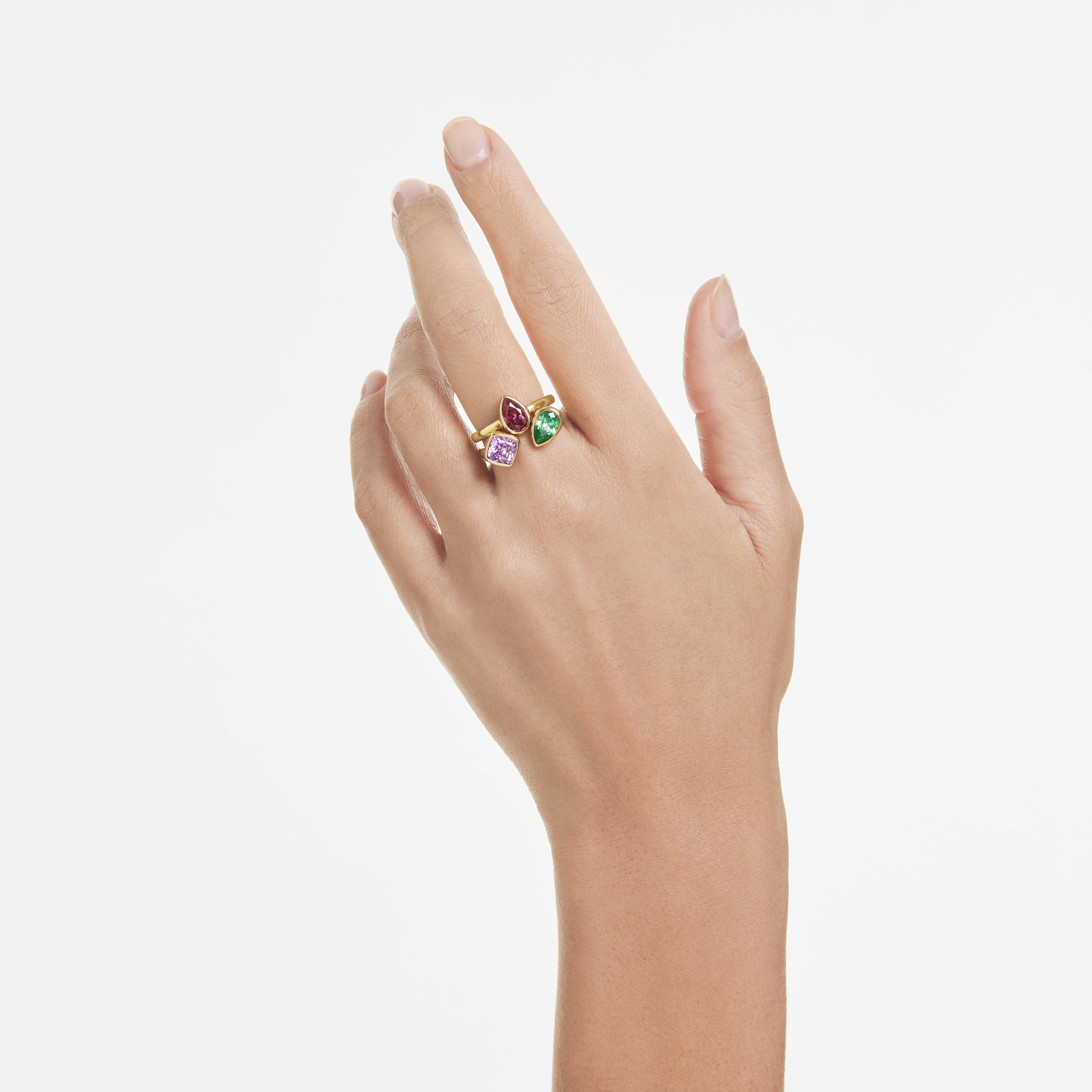 Cocktail ring, Set (2), Mixed cuts, Multicolored, 18K gold finish Imber Swarovski 5