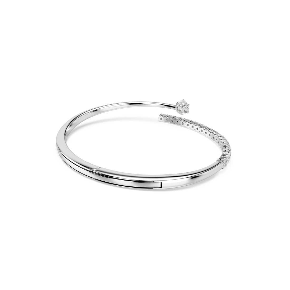 Bangle, Round cut, White, Rhodium plated Matrix Swarovski 4