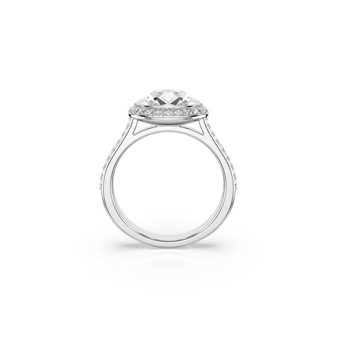 Halo ring, Cushion cut, White, Rhodium plated Una Swarovski 3