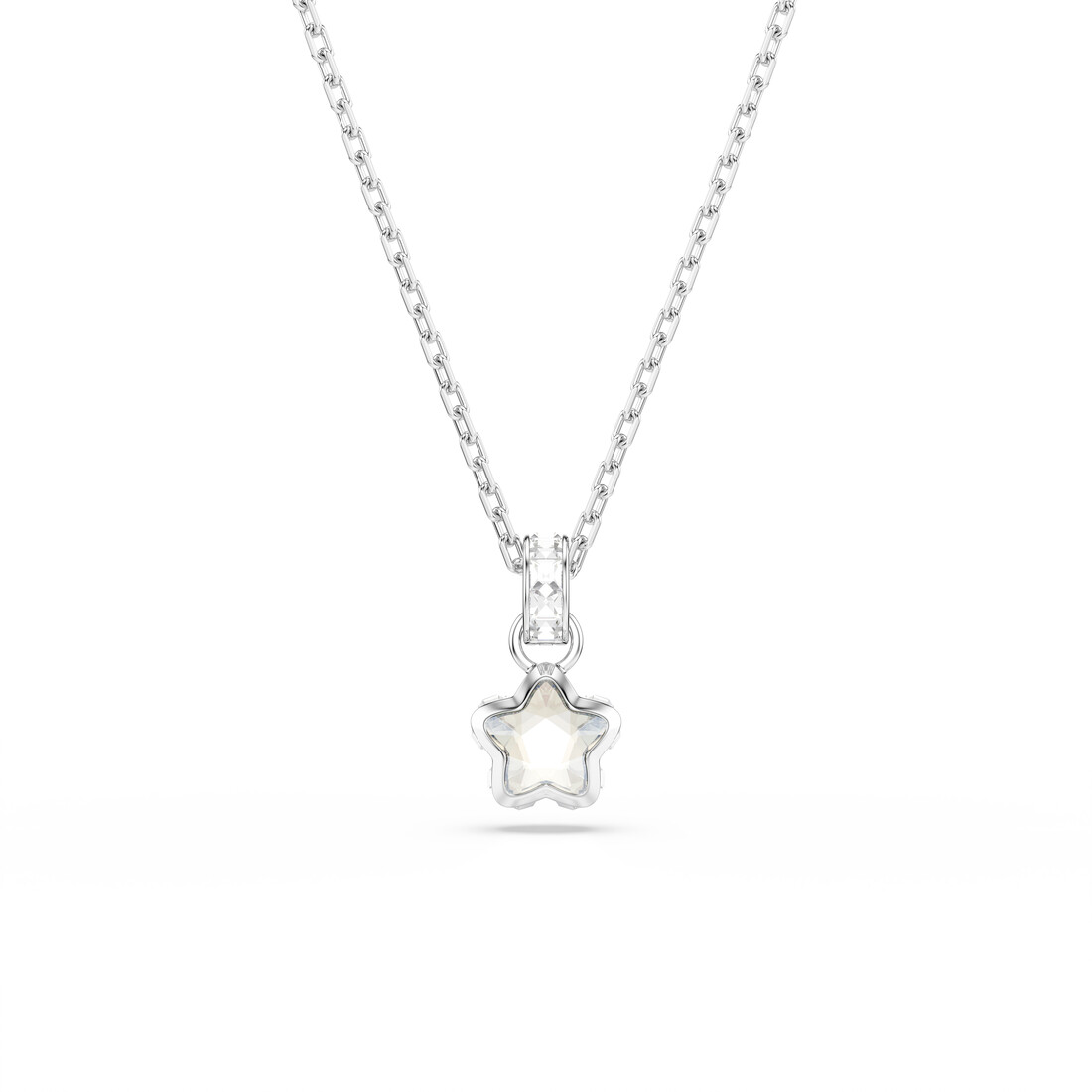 Pendant, Mixed cuts, Star, White, Rhodium plated Chroma Swarovski 5