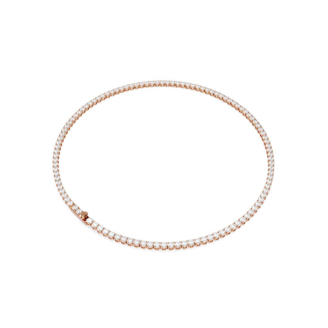 Necklace, Round cut, White, 18K rose gold finish Matrix Swarovski 4