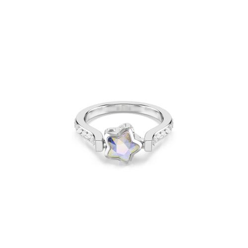 Gredzens, Zvaigznes motīvs, Balts, Rodija pārklājums Chroma Swarovski