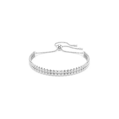 Bracelet, Round cut, White, Rhodium plated Matrix Swarovski
