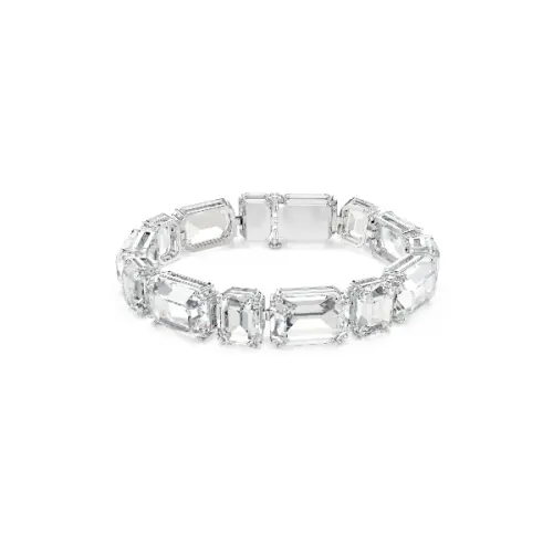 Bracelet, Octagon cut, White, Rhodium plated Millenia Swarovski