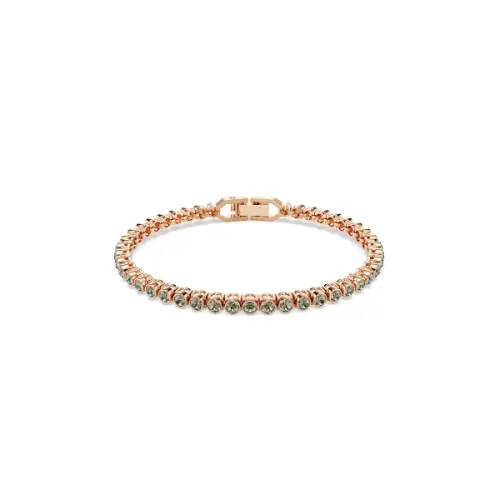Bracelet, Round cut, Black, Rose gold-tone plated Imber Swarovski