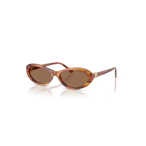 Sunglasses, Oval shape, Havana Una Swarovski