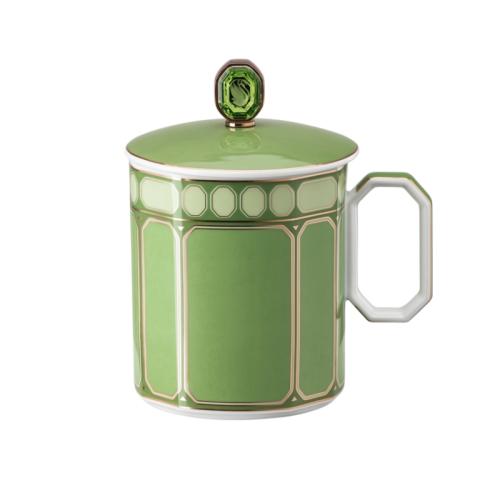 Mug with handle and lid, Green 0,39 l