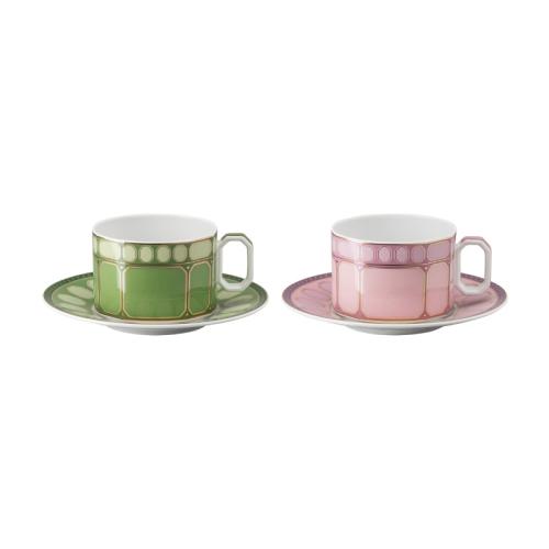 Set tea cup and saucer, Multicolored 2 pers. 4 pcs. Signum Swarovski x Rosenthal