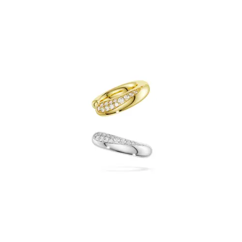 Ear cuffs, Round cut, White, Sterling silver, 18K gold finish Classica Swarovski