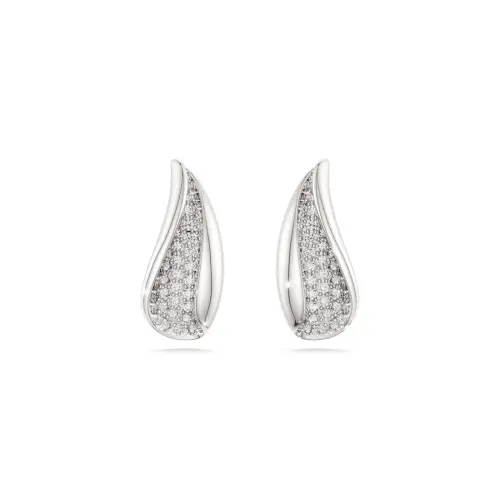 Серьги-подвески, Круглая огранка, Белые, Стерлинговое серебро Classica Swarovski