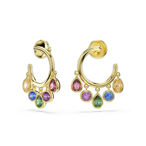 Hoop earrings, Mixed cuts, Multicolored, 18K gold finish Imber Swarovski
